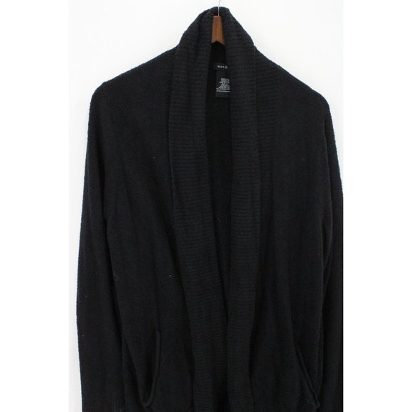 Max & Mia Cardigan Sweater Womens Black Open Front Knit Long Sleeve Size XL - Picture 2 of 9